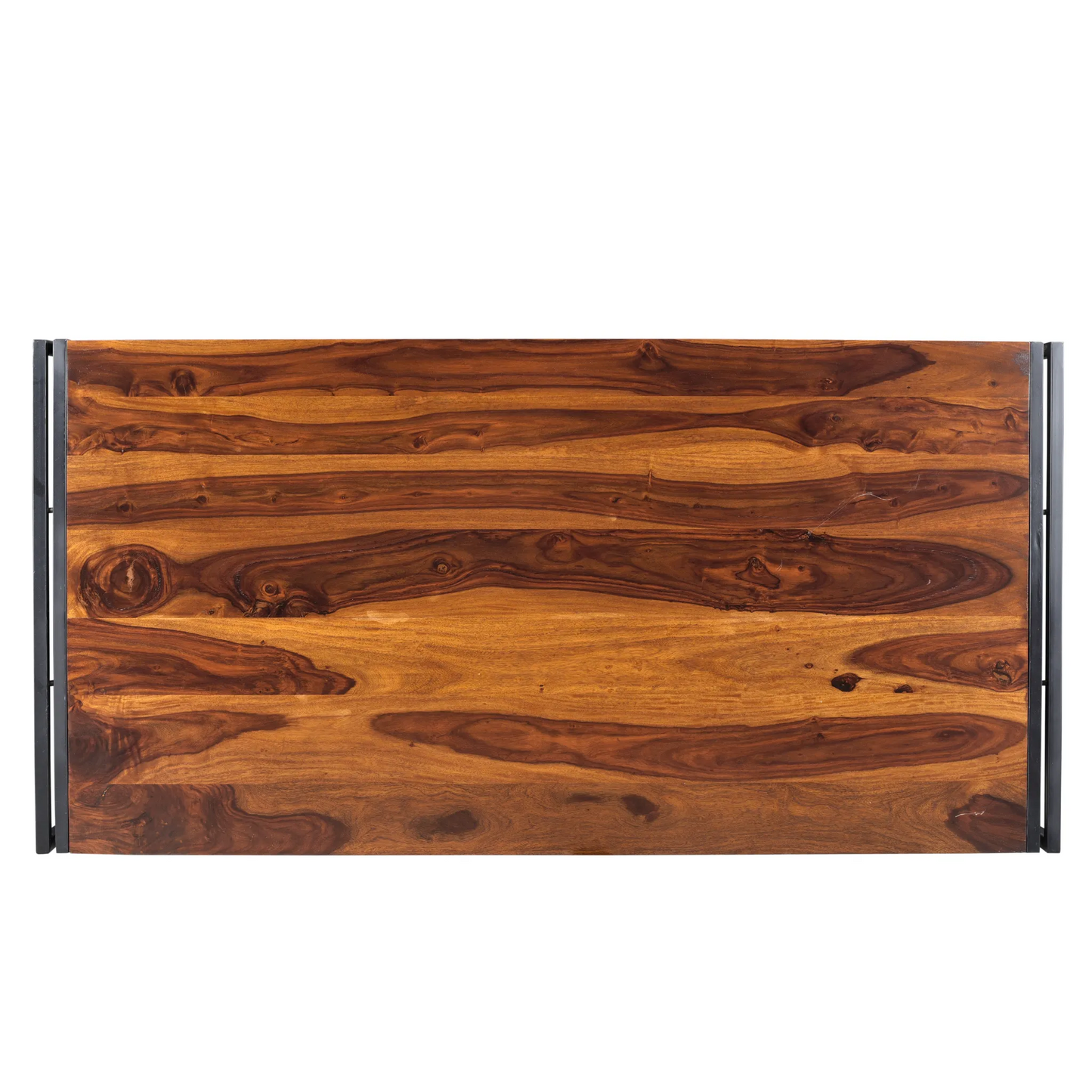 Solid Sheesham Wood Dining Table with Metal Legs