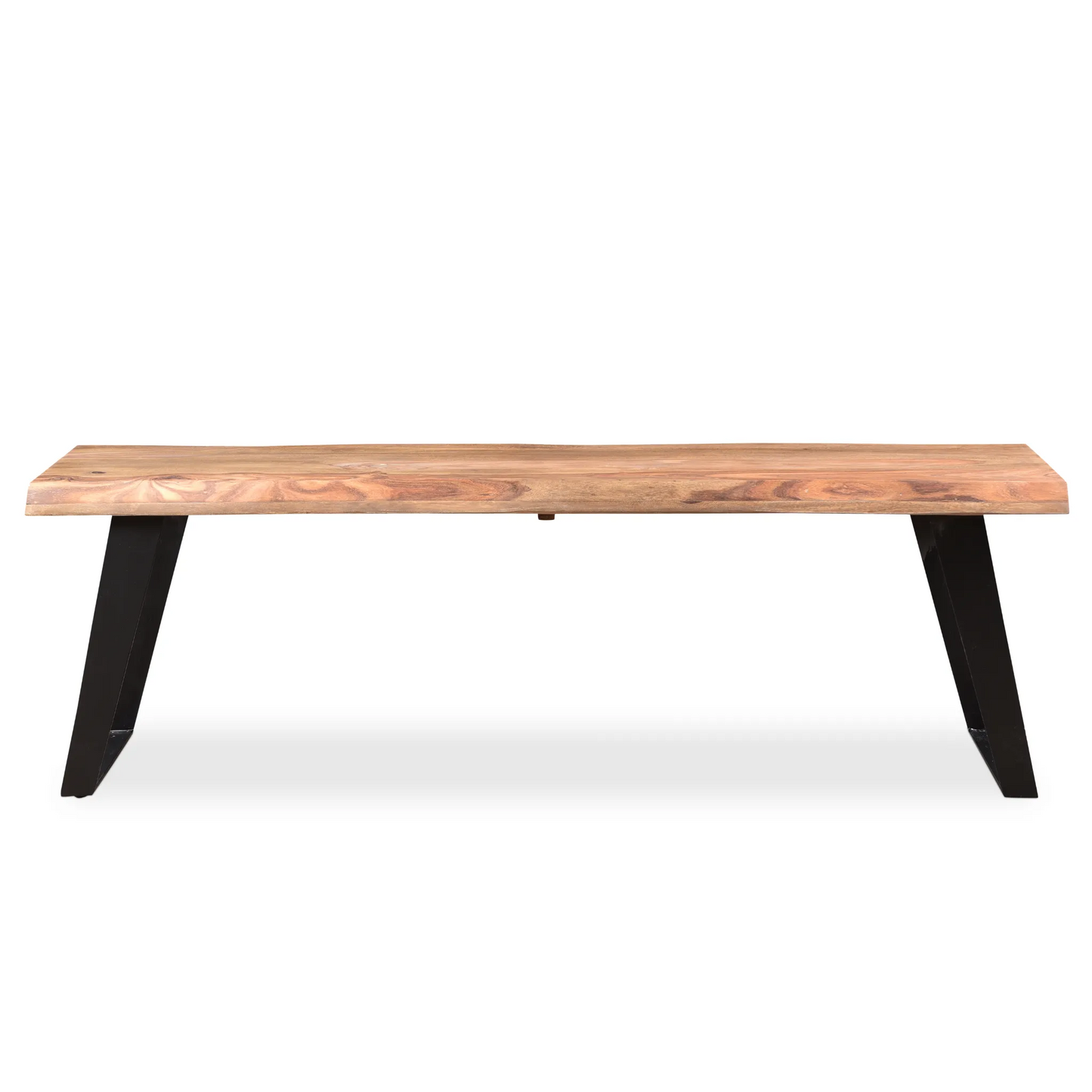Timbergirl Sheesham Wood Live Edge Bench with black iron legs