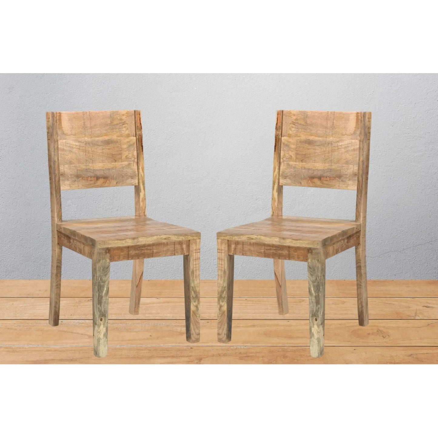 Timbergirl Solid Mango Wood Simple Chair - Set of 2