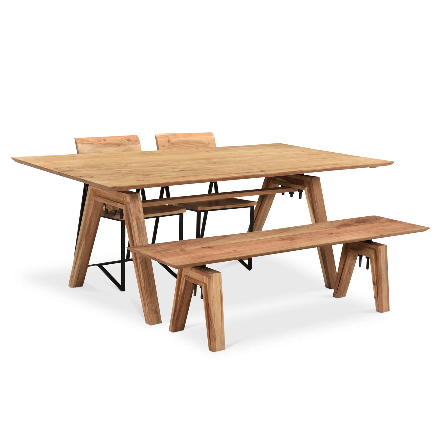 Branch Live Edge Industrial Bench