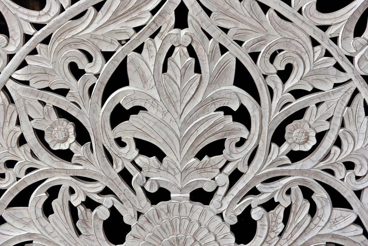 AABE251W Carved Wooden Bed Front Zoom