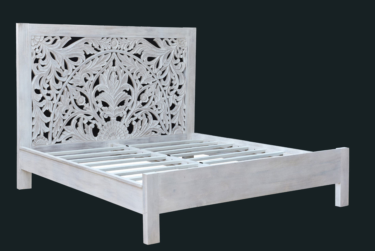 AABE251W Carved Wooden Bed Left