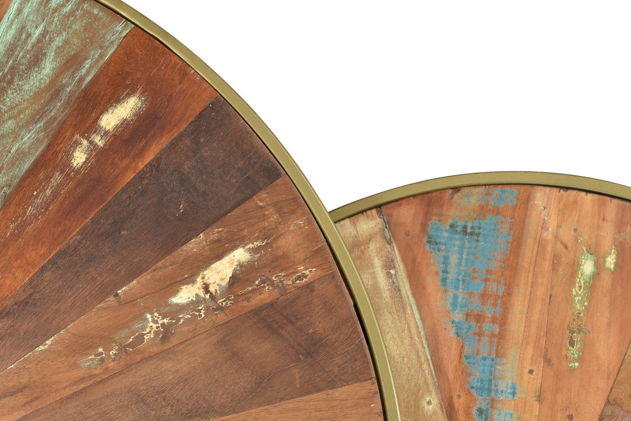 Delian Round coffee table with gold legs -set of 2