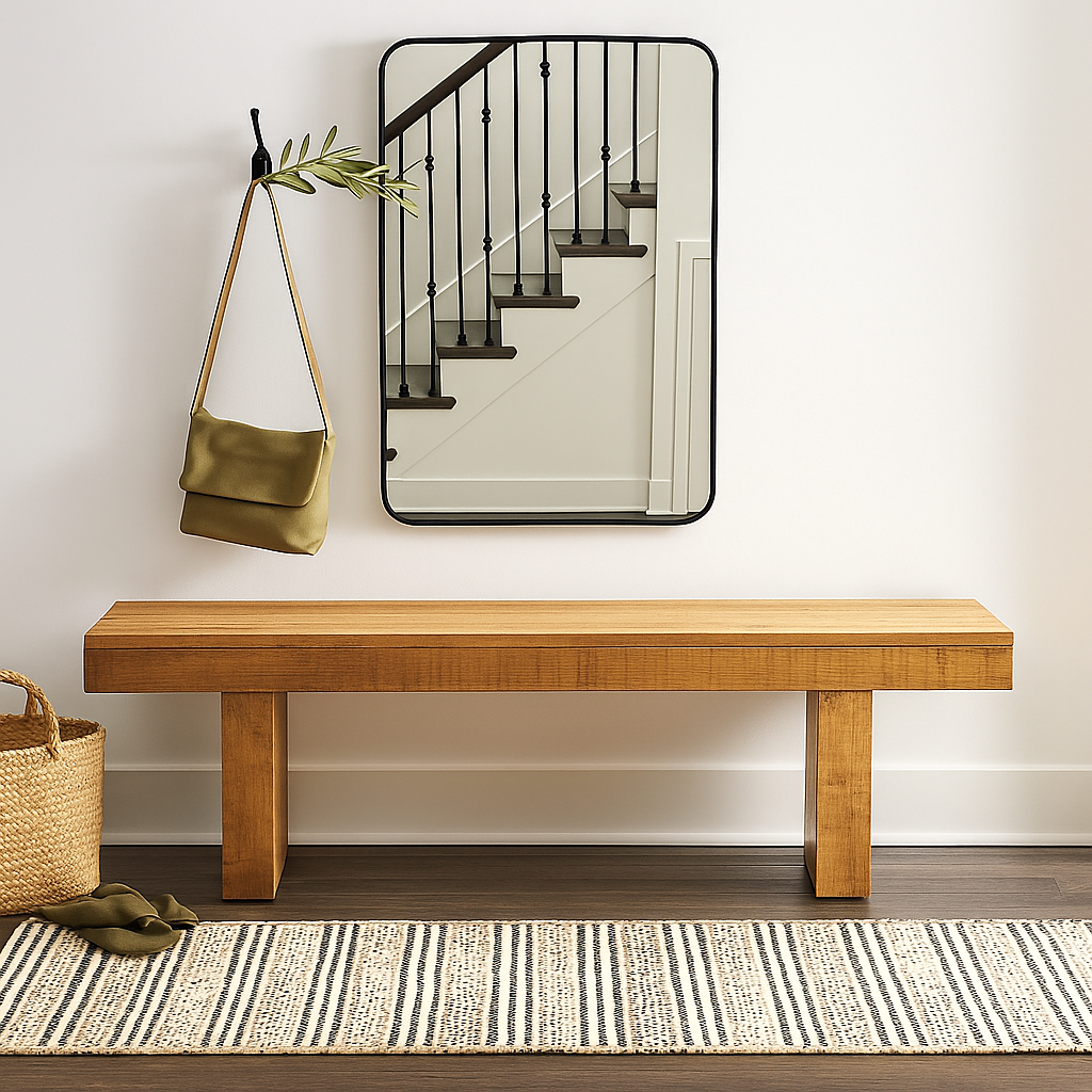 Solid Natural Mango Wood Bench - 60"