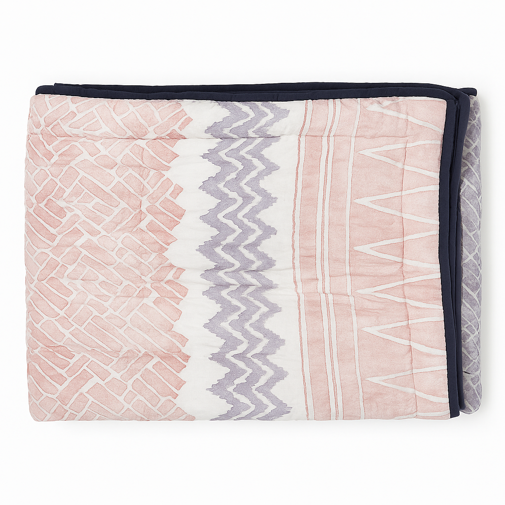 Flamingo Handcrafted Reversible Quilt with Matching Sham Covers