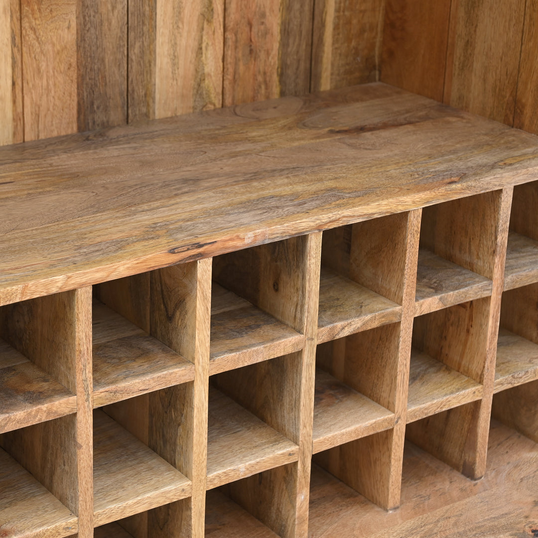 Midnight Fluted Wood Bar Cabinet with Wine Storage