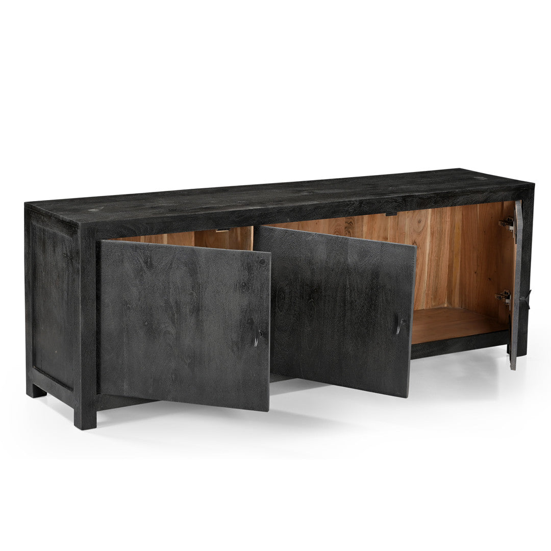 Sparrow Solid Wood 3 Door Media Console - Gray.