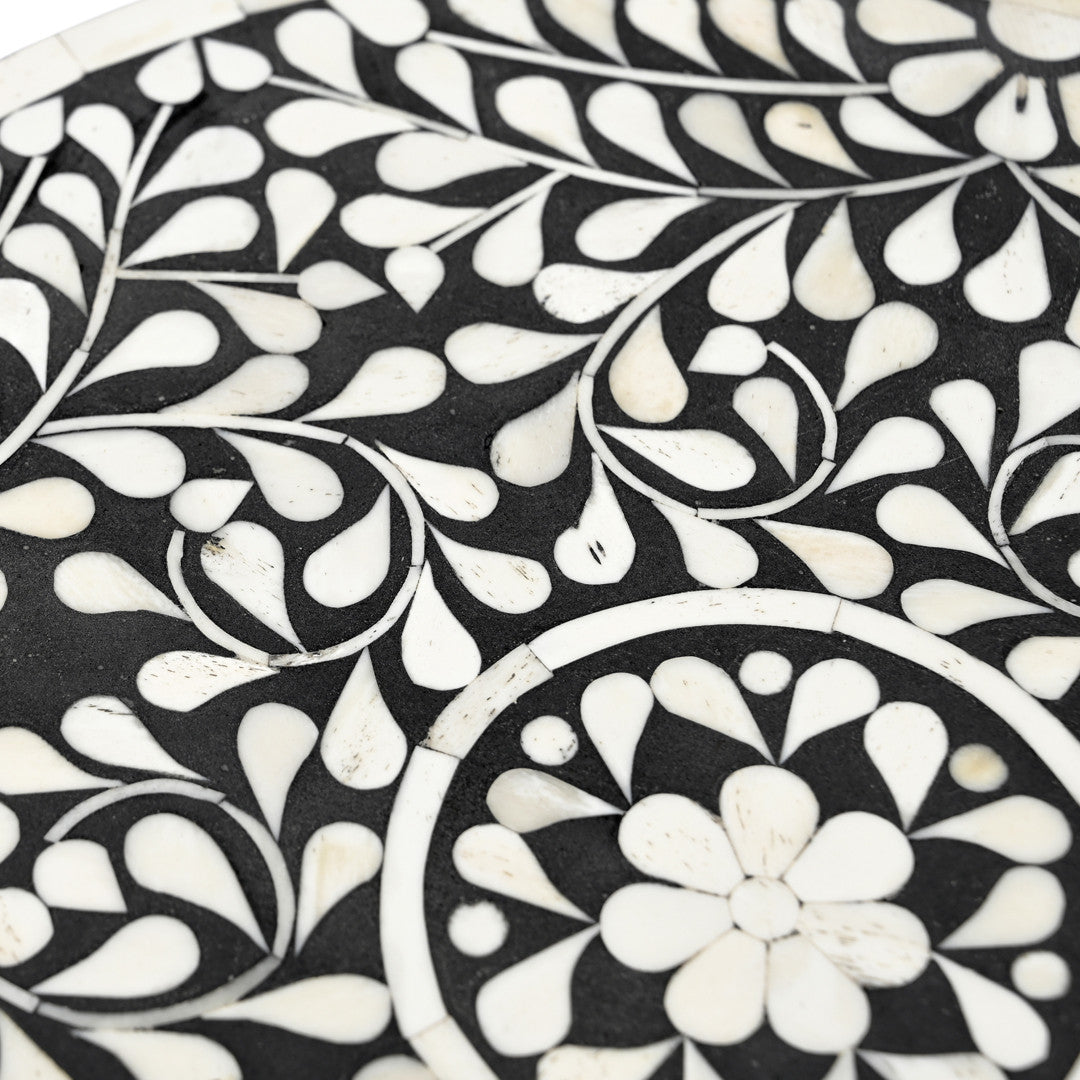 Nilgiri bone inlay end table.