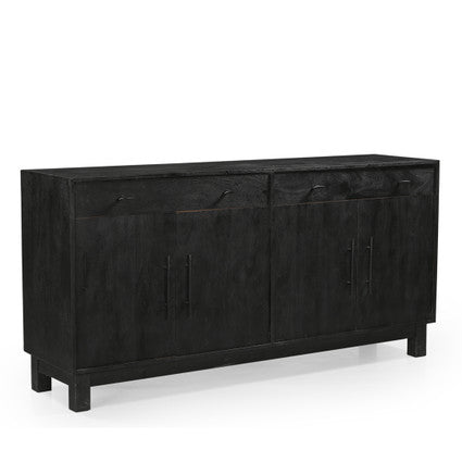 Grackle Solid Wood 4 Door Sideboard Buffet Cabinet - Black.