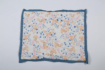 100% COTTON HAND PRINTED PINK,BLUE AND ORANGE BABY'S BREATH FLORAL QUILT WITH 2 SHAMS