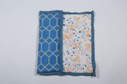 100% COTTON HAND PRINTED PINK,BLUE AND ORANGE BABY'S BREATH FLORAL QUILT WITH 2 SHAMS