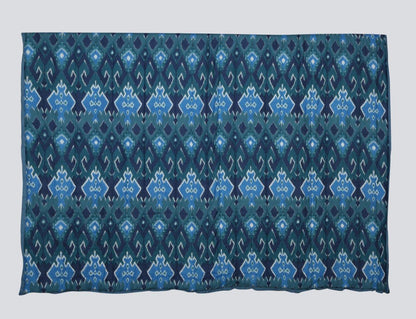 100% COTTON HAND PRINTED DARK BLUE TRIBAL QUILT WITH 2 SHAMS