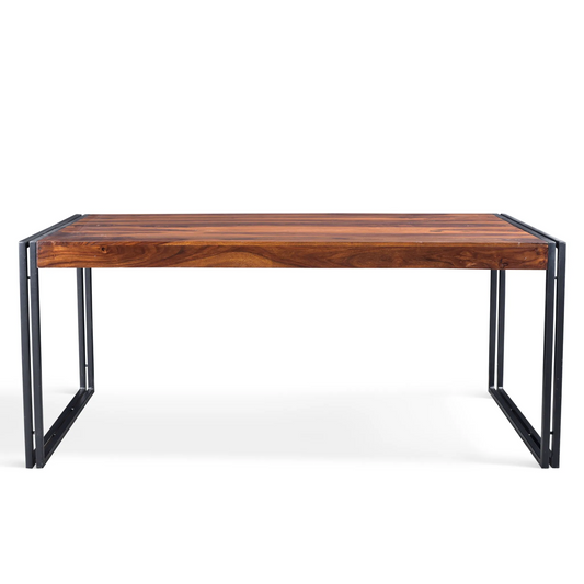 Solid Sheesham Wood Dining Table with Metal Legs