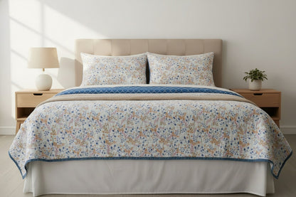 Bali Handcrafted Reversible Quilt with Matching Sham Covers