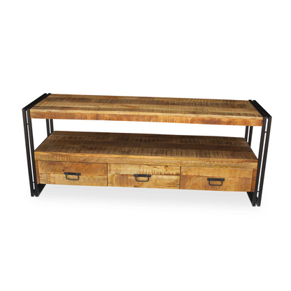 Industrial Reclaimed wood 3 Drawer TV console