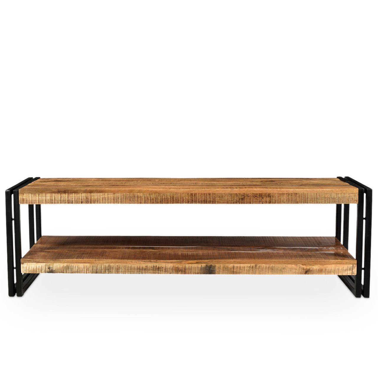 Timbergirl Handcrafted Reclaimed Wood and Metal Bench with Shelf