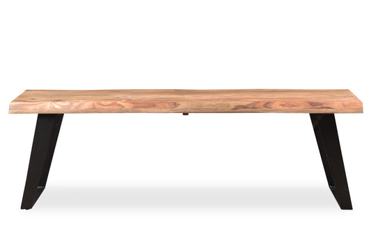 Timbergirl Sheesham Wood Live Edge Bench with black iron legs