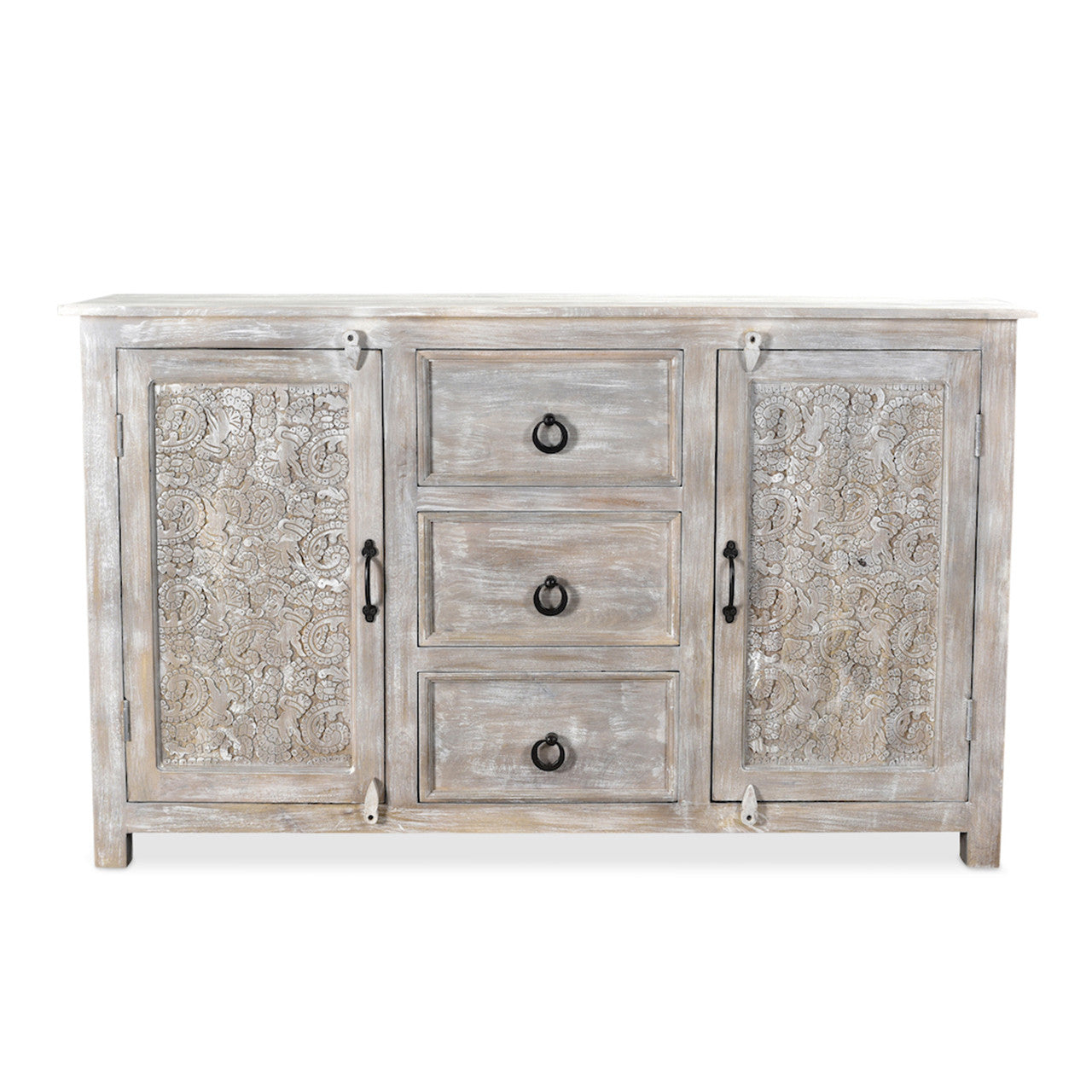 Timbergirl Hand-carved Antique Finish 2-door Sideboard Cabinet