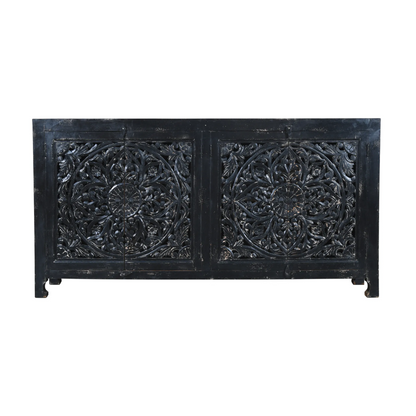 Hawk Black Hand carved 4 Door Buffet Sideboard