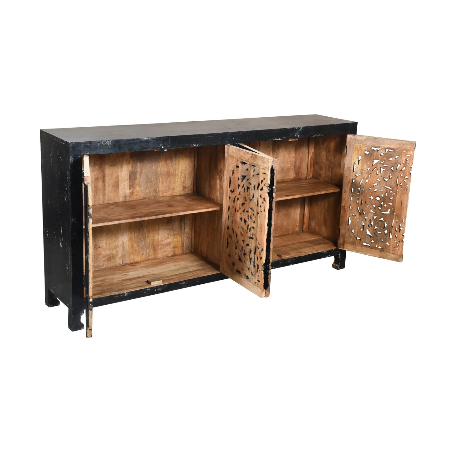 Hawk Black Hand carved 4 Door Buffet Sideboard