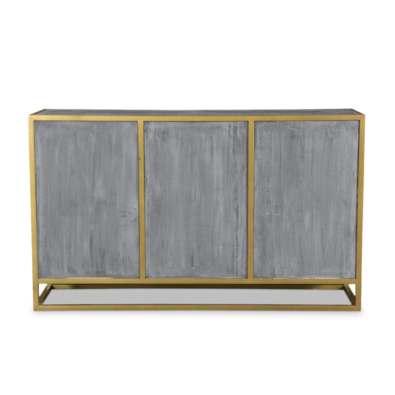 Raven Grey Mango Wood Dining Side board With Gold Iron