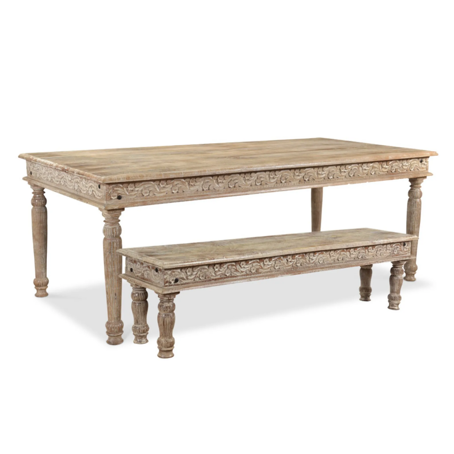 Driftwood Carved 3 Piece Dining Table Set