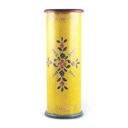 Handcrafted Hand-painted Yellow Wooden Umbrella Stand