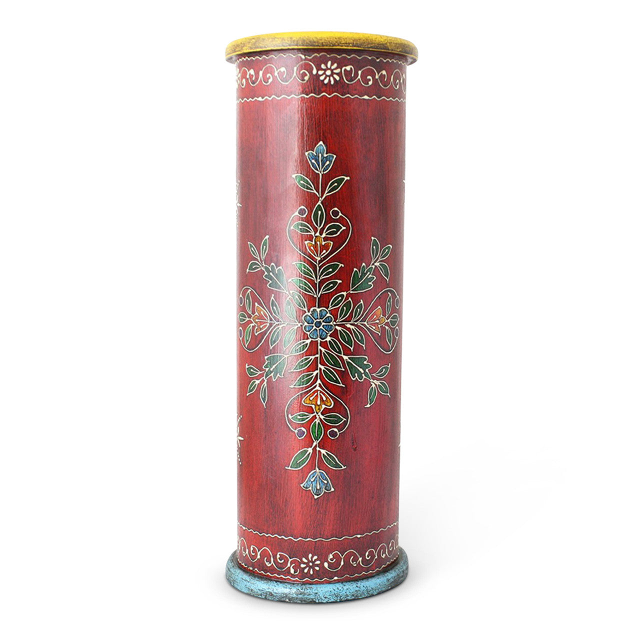 Handcrafted Hand-painted Red Wooden Umbrella Stand