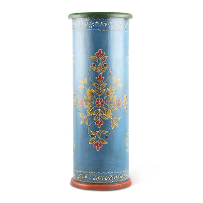 Handcrafted Hand-painted Blue Wooden Umbrella Stand