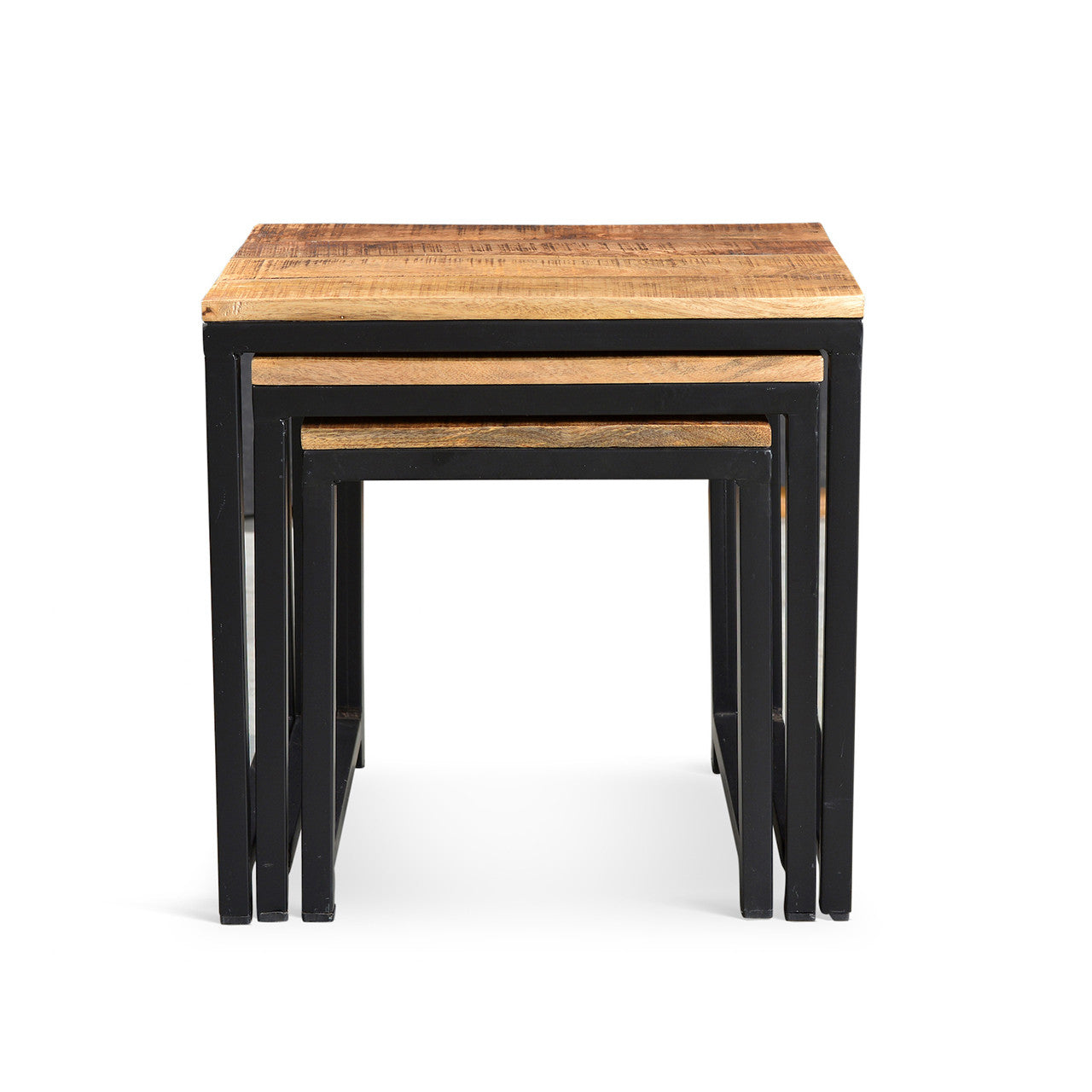 Industrial Wood Metal Nesting Table