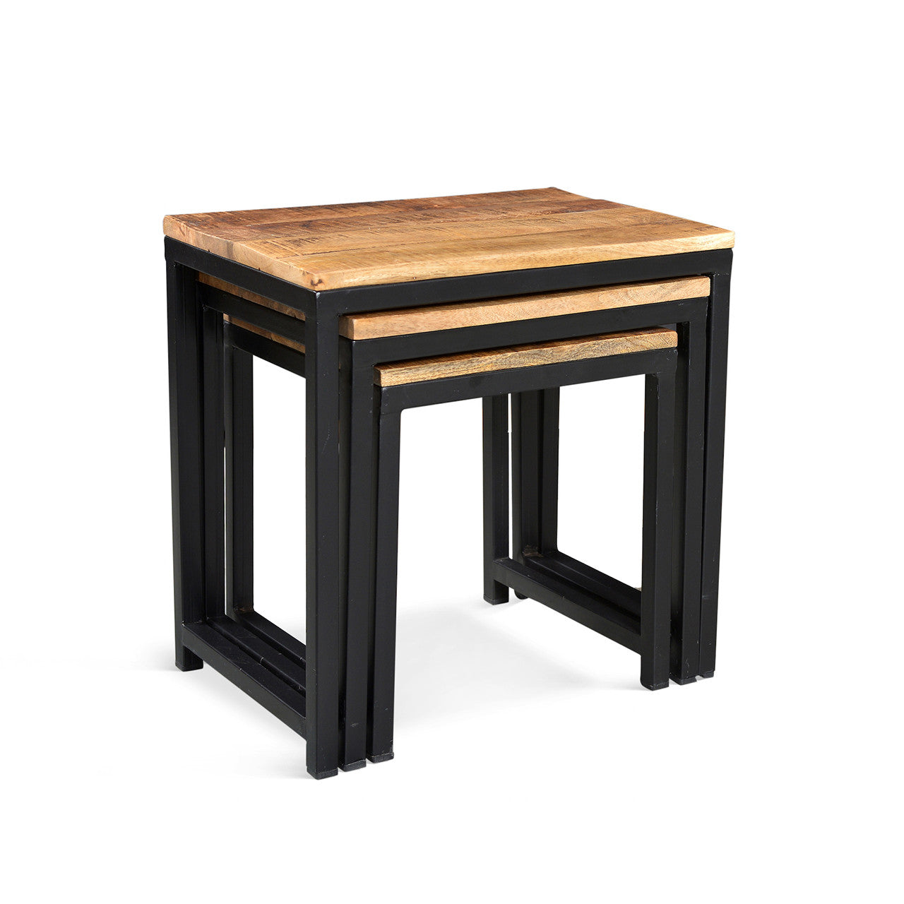 Industrial Wood Metal Nesting Table