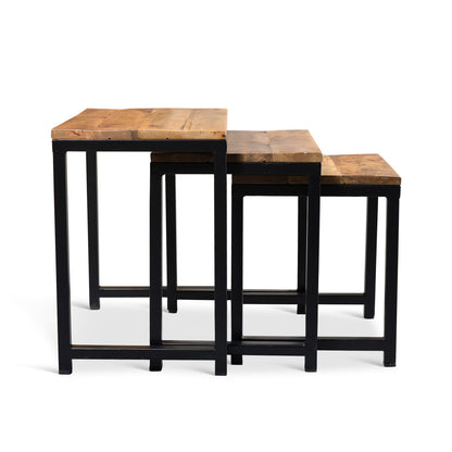 Industrial Wood Metal Nesting Table