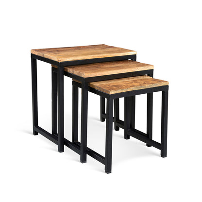 Industrial Wood Metal Nesting Table