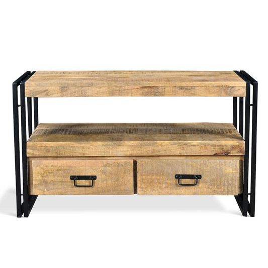 Reclaimed Mango Wood TV Cabinet with Wood Drawers