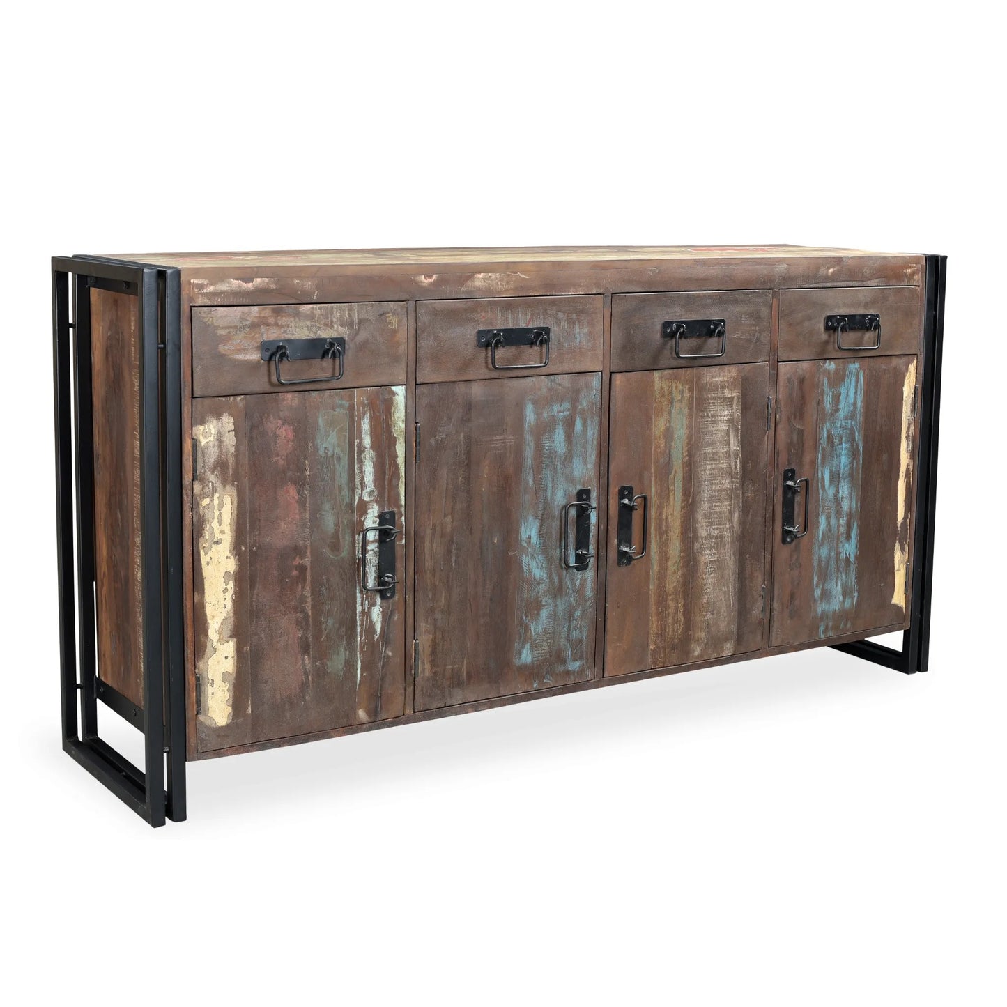 Old Reclaimed Wood 4 Door 4 Drawer Sideboard