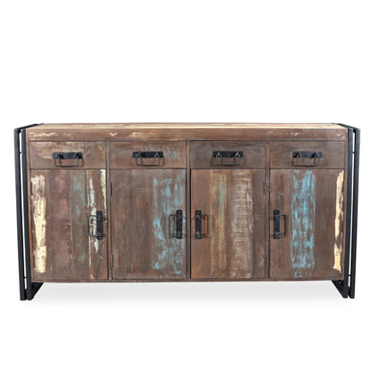 Old Reclaimed Wood 4 Door 4 Drawer Sideboard