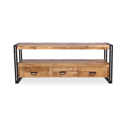 Industrial Reclaimed wood 3 Drawer TV console