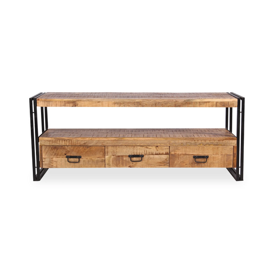 Industrial Reclaimed wood 3 Drawer TV console