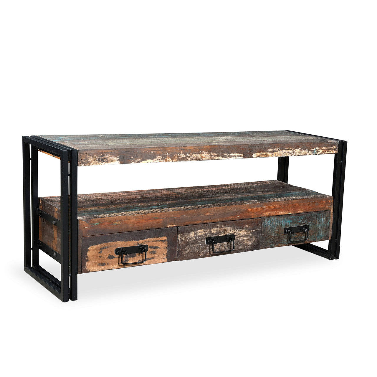 Timbergirl Old Reclaimed Wood 3 Drawer TV Console