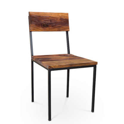 Timbergirl Solid Sheesham Wood and Metal chair - Set of 2