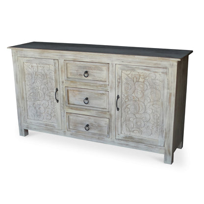 Timbergirl Hand-carved Antique Finish 2-door Sideboard Cabinet