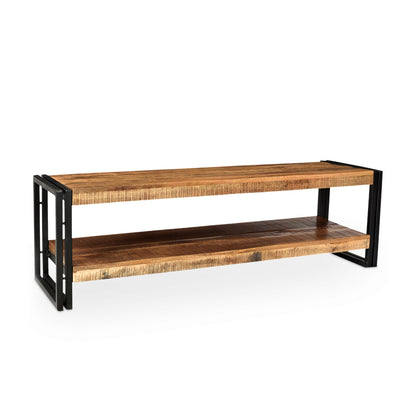 Timbergirl Handcrafted Reclaimed Wood and Metal Bench with Shelf