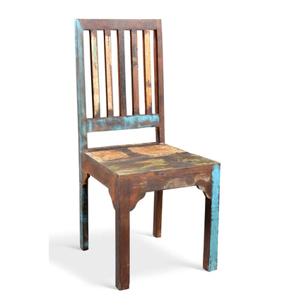 Reclaimed wood Rustic Multicolor Chair  -Set of 2