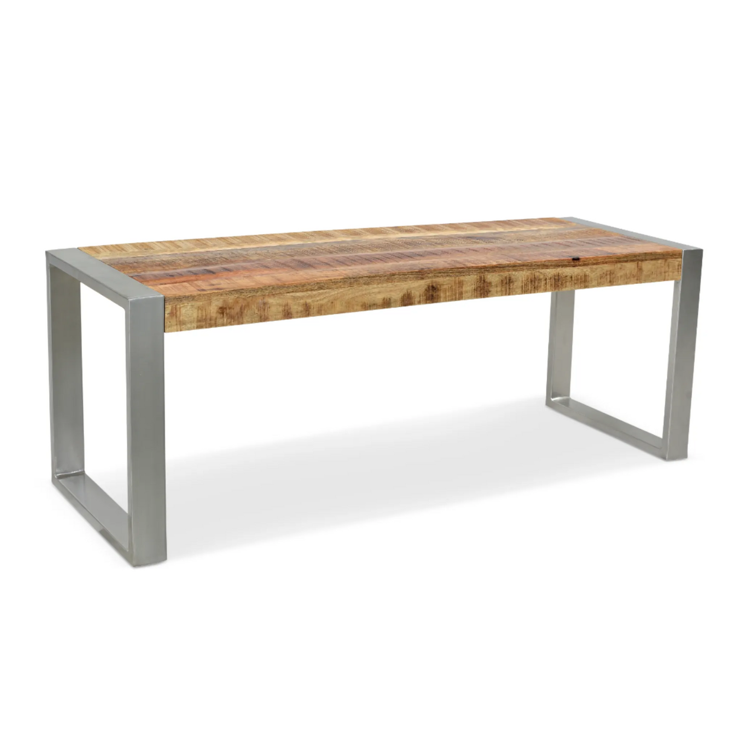 Reclaimed Wood Dining Table with Silver Metal Legs