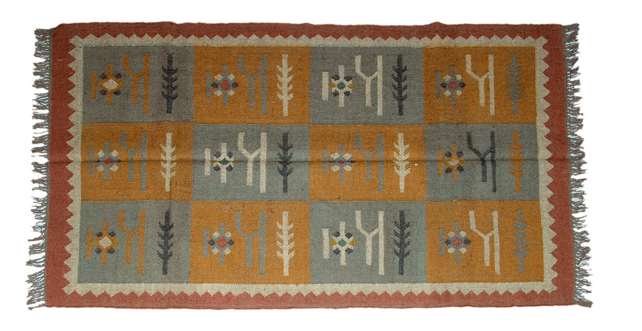 Wool Jute Kilim Rug 4'x6' - 4000R23