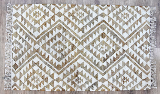 Timbergirl Kilim Beige Jute and Wool Handmade Rug