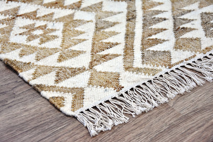 Timbergirl Kilim Beige Jute and Wool Handmade Rug