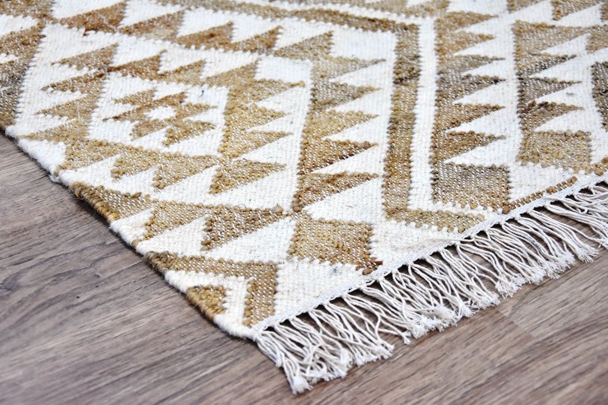 Timbergirl Kilim Beige Jute and Wool Handmade Rug