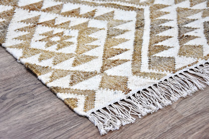 Timbergirl Kilim Beige Jute and Wool Handmade Rug