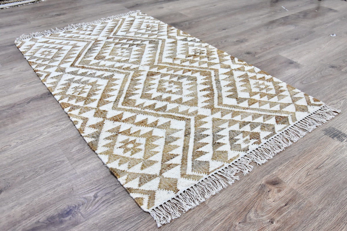 Timbergirl Kilim Beige Jute and Wool Handmade Rug